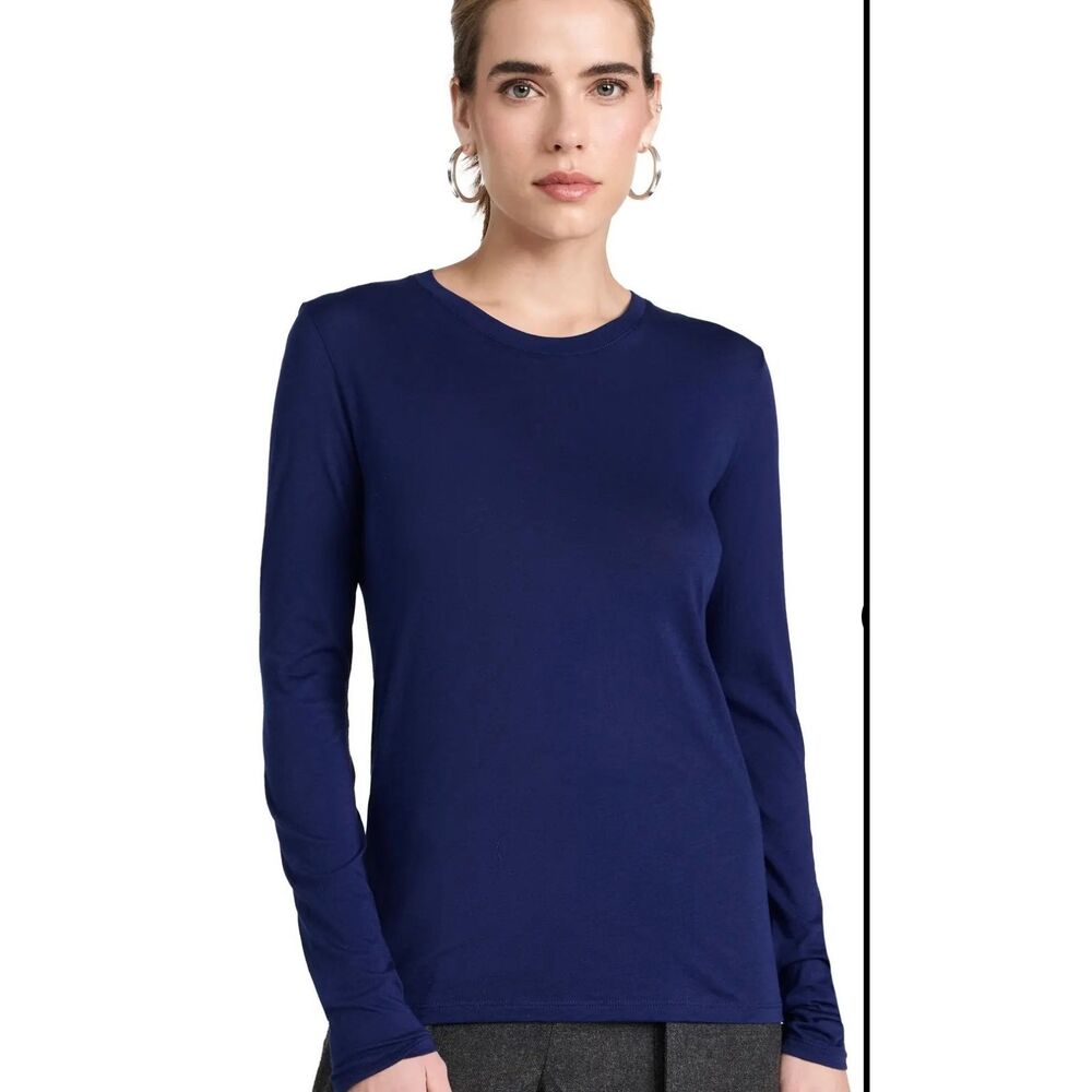 Vince Essential Long Sleeve Crew Top 100% pima cotton